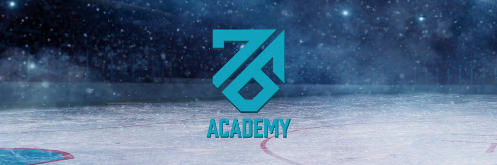 76 Academy Header Image of the logo overtop a ice rink